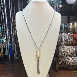 Elegant Silver Tone Tassel Necklace